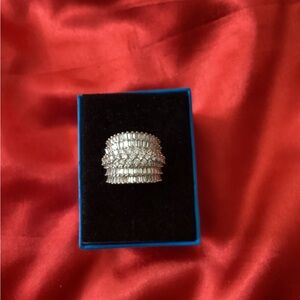 Elegant JTV Simulated Diamond Silver Ring